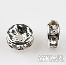 A Rhinestone Spacer Beads,6mm,with silver round lace,sold per Pkg of 100