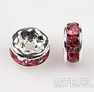 A Rhinestone Spacer Beads,6mm,rose, with silver round lace,sold per Pkg of 100