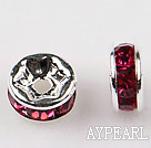 A Rhinestone Spacer Beads,6mm,red, with silver round lace,sold per Pkg of 100