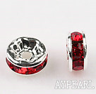A Rhinestone Spacer Beads,6mm,red, with golden round lace,sold per Pkg of 100