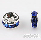 A Rhinestone Spacer Beads,6mm,blue, with silver round lace,sold per Pkg of 100