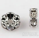 A Rhinestone Spacer Beads,7mm,with silver wave lace,sold per Pkg of 100