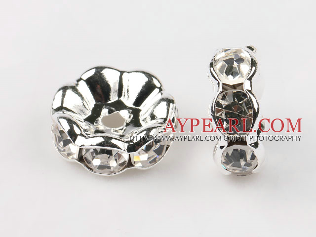 A Rhinestone Spacer Beads,20mm,with silver wave lace,sold per Pkg of 100