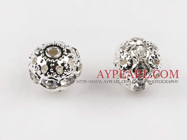 Round Rhinestone,10mm,with the silver flower cap,Sold per Pkg of 100