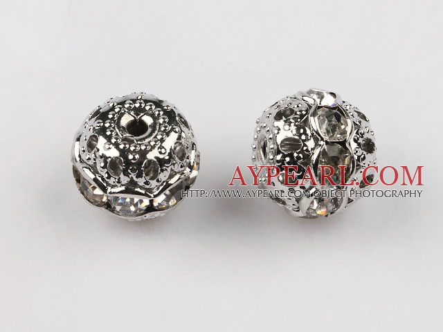 Round Rhinestone,10mm,with the silver flower cap,Sold per Pkg of 100