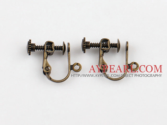 brass screw clip-on earring components,bronze,12*14mm,with joint, sold per pkg of 500