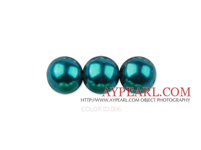 Glass pearl beads,dyed,4mm round, peacock blue, about 224pcs/strand,Sold per 32.28-inch strand