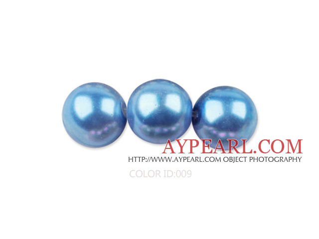 Glass pearl beads,4mm round,blue, about 224pcs/strand,Sold per 32.28-inch strand