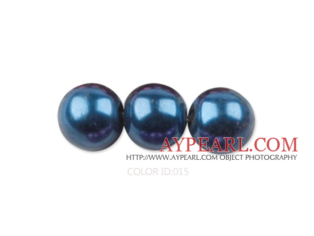 Glass pearl beads,dyed 4mm round, dark blue,about 224pcs/strand,Sold per 32.28-inch strand