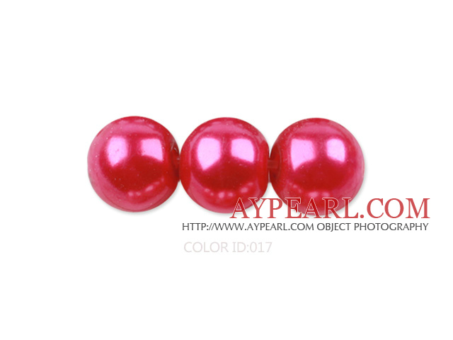 Glass pearl beads,dyed,4mm round,fuchsia, about 224pcs/strand,Sold per 32.28-inch strand