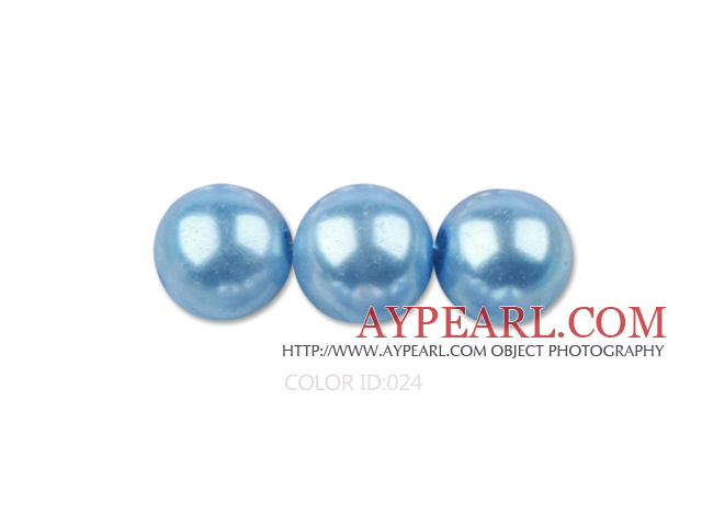 Glass pearl beads,dyed 4mm round, light blue,about 224pcs/strand,Sold per 32.28-inch strand