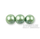 Glass pearl beads,dyed,4mm round, light green,about 224pcs/strand,Sold per 32.28-inch strand