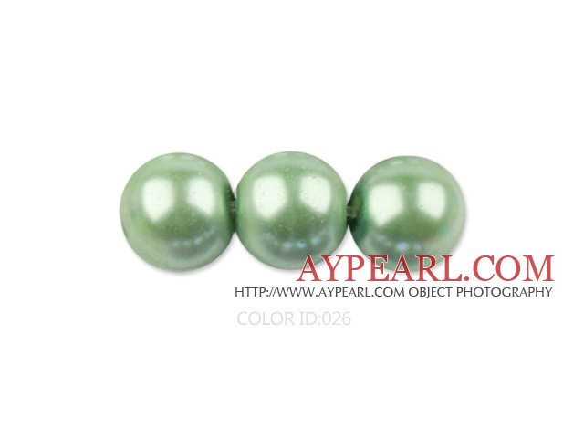 Glass pearl beads,dyed,4mm round, light green,about 224pcs/strand,Sold per 32.28-inch strand