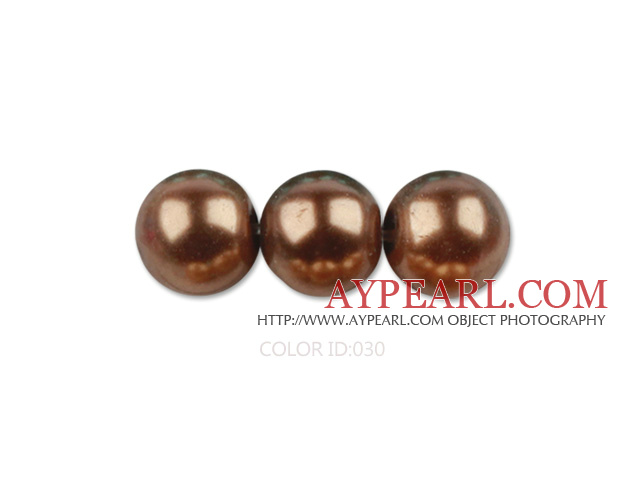 Glass pearl beads,dyed,4mm round,coffee, about 224pcs/strand,Sold per 32.28-inch strand