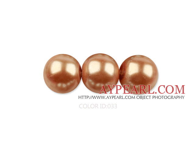 Glass pearl beads,dyed,4mm round, gold brown,about 224pcs/strand,Sold per 32.28-inch strand