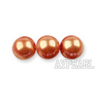 Glass pearl beads,dyed,4mm round, orange,about 224pcs/strand,Sold per 32.28-inch strand