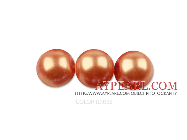 Glass pearl beads,dyed,4mm round, orange,about 224pcs/strand,Sold per 32.28-inch strand