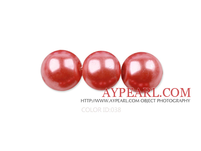 Glass pearl beads,dyed,4mm round,watermelon, about 224pcs/strand,Sold per 32.28-inch strand