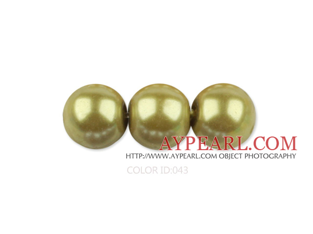 Glass pearl beads,dyed,4mm round, mustard,about 224pcs/strand,Sold per 32.28-inch strand