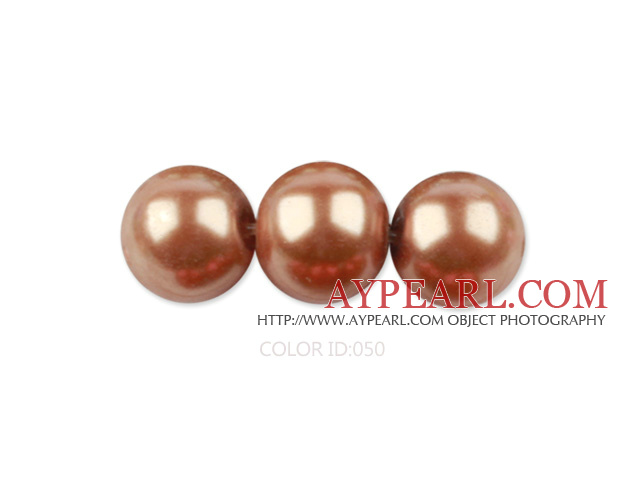 Glass pearl beads,dyed,4mm round, gold brown,about 224pcs/strand,Sold per 32.28-inch strand