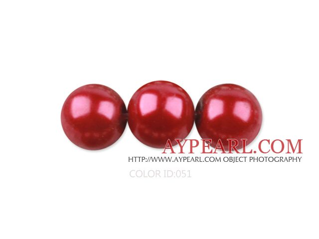 Glass pearl beads,dyed,4mm round, red,about 224pcs/strand,Sold per 32.28-inch strand