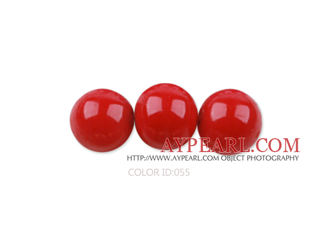 Glass pearl beads,dyed,4mm round, red,about 224pcs/strand,Sold per 32.28-inch strand