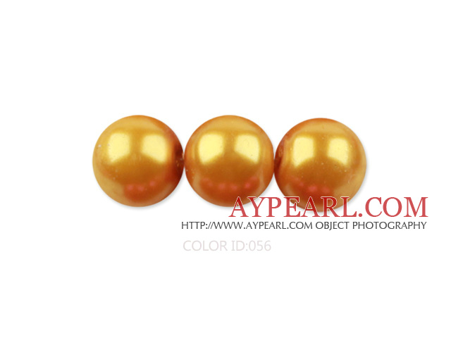 Glass pearl beads,dyed,4mm round, golden,about 224pcs/strand,Sold per 32.28-inch strand