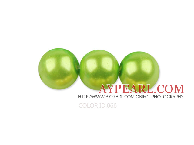 Glass pearl beads,dyed,4mm round, yellow green,about 224pcs/strand,Sold per 32.28-inch strand