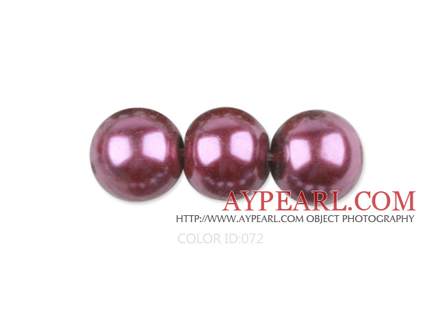 Glass pearl beads,dyed,4mm round, fuchsia,about 224pcs/strand,Sold per 32.28-inch strand