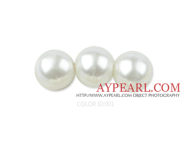 Glass pearl beads,6mm round,white, about 144pcs/strand,Sold per 32.28-inch strand