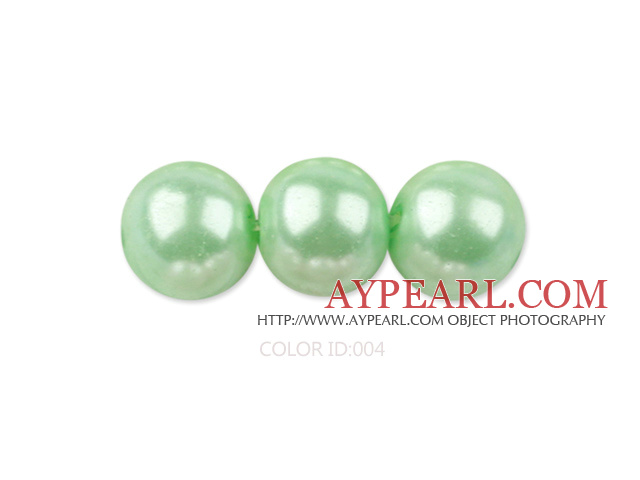 Glass pearl beads,6mm round,apple green, about 144pcs/strand,Sold per 32.28-inch strand