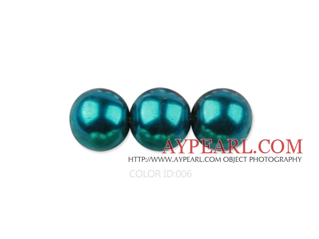 Glass pearl beads,6mm round,peacock blue, about 144pcs/strand,Sold per 32.28-inch strand