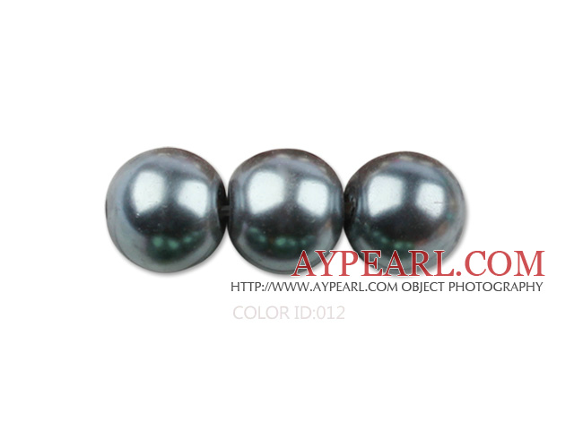 Glass pearl beads,6mm round,dark gray, about 144pcs/strand,Sold per 32.28-inch strand