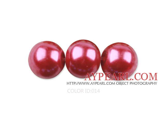 Glass pearl beads,6mm round,red, about 144pcs/strand,Sold per 32.28-inch strand