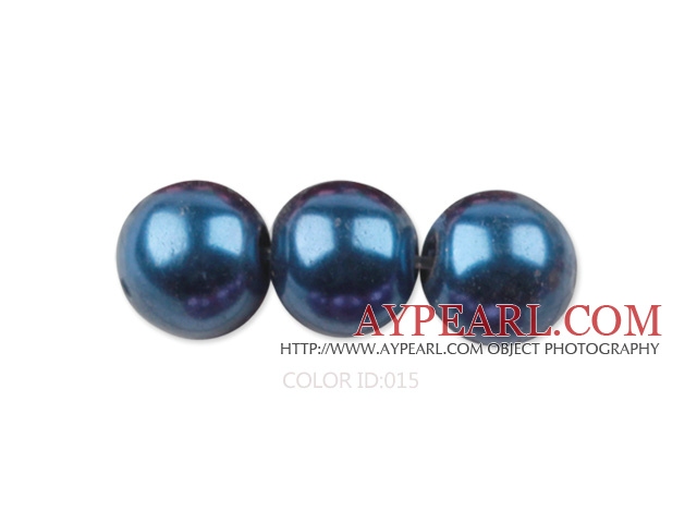 Glass pearl beads,6mm round,dark blue, about 144pcs/strand,Sold per 32.28-inch strand