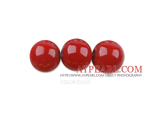 Glass pearl beads,6mm round,red, about 144pcs/strand,Sold per 32.28-inch strand