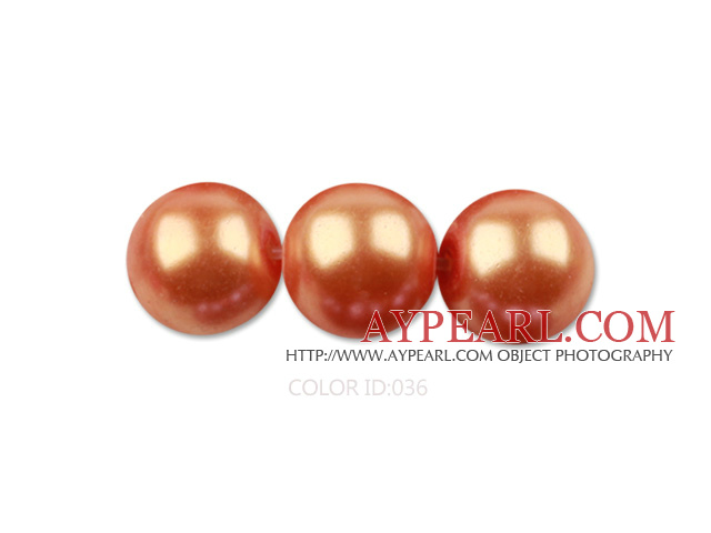 Glass pearl beads,6mm round,orange, about 144pcs/strand,Sold per 32.28-inch strand