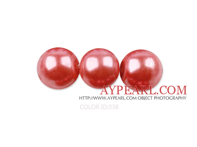 Glass pearl beads,6mm round,watermelon, about 144pcs/strand,Sold per 32.28-inch strand