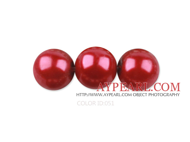 Glass pearl beads,6mm round,red, about 144pcs/strand,Sold per 32.28-inch strand