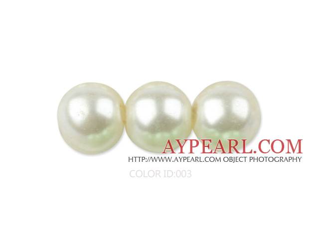 Glass pearl beads,8mm round,ivory, about 108pcs/strand,Sold per 32.28-inch strand