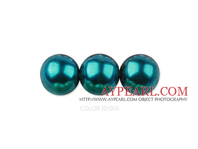 Glass pearl beads,8mm round,peacock blue, about 108pcs/strand,Sold per 32.28-inch strand