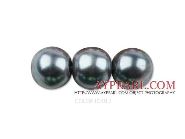 Glass pearl beads,8mm round,dark gray, about 108pcs/strand,Sold per 32.28-inch strand