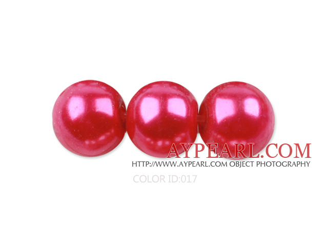 Glass pearl beads,8mm round,fuchsia, about 108pcs/strand,Sold per 32.28-inch strand