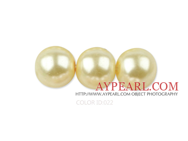 Glass pearl beads,8mm round,yellow, about 108pcs/strand,Sold per 32.28-inch strand