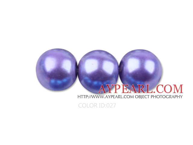 Glass pearl beads,8mm round,purple, about 108pcs/strand,Sold per 32.28-inch strand