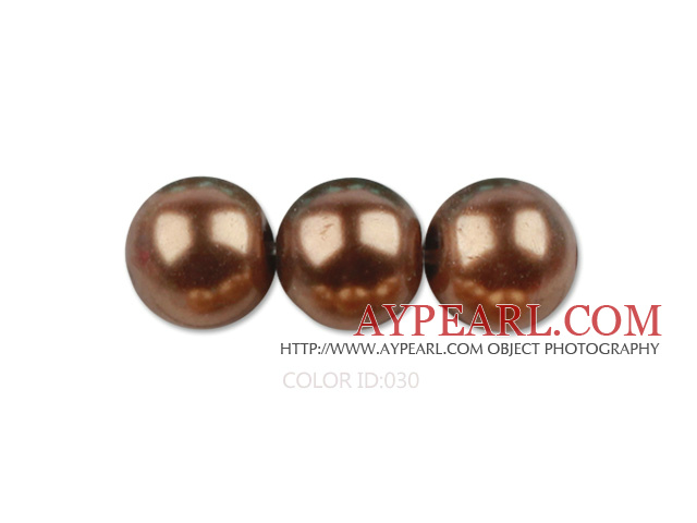 Glass pearl beads,8mm round,coffee, about 108pcs/strand,Sold per 32.28-inch strand