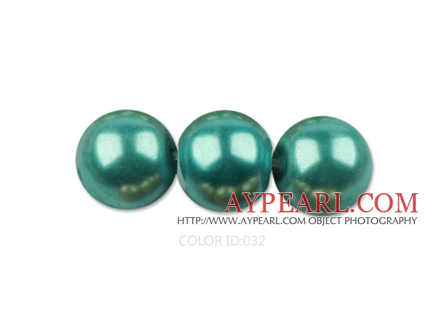 Glass pearl beads,8mm round,dark green, about 108pcs/strand,Sold per 32.28-inch strand