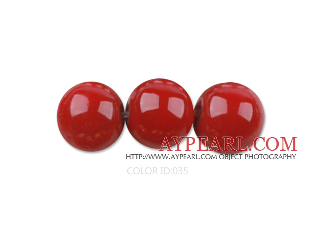 Glass pearl beads,8mm round,red, about 108pcs/strand,Sold per 32.28-inch strand