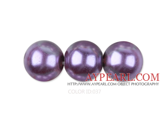 Glass pearl beads,8mm round,dark purple, about 108pcs/strand,Sold per 32.28-inch strand