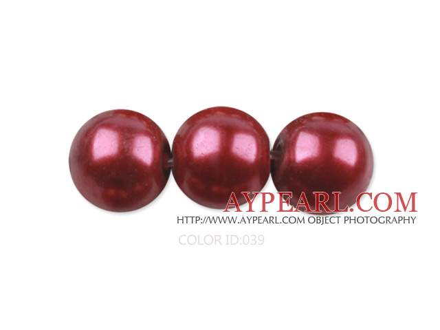 Glass pearl beads,8mm round,dark red, about 108pcs/strand,Sold per 32.28-inch strand